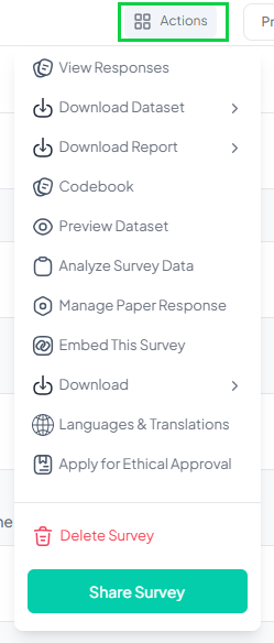 Actions Dropdown Menu