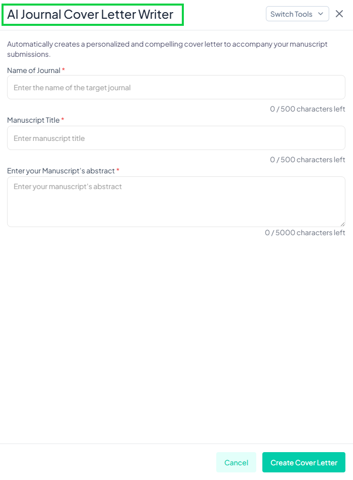 AI Journal Cover Letter Writer