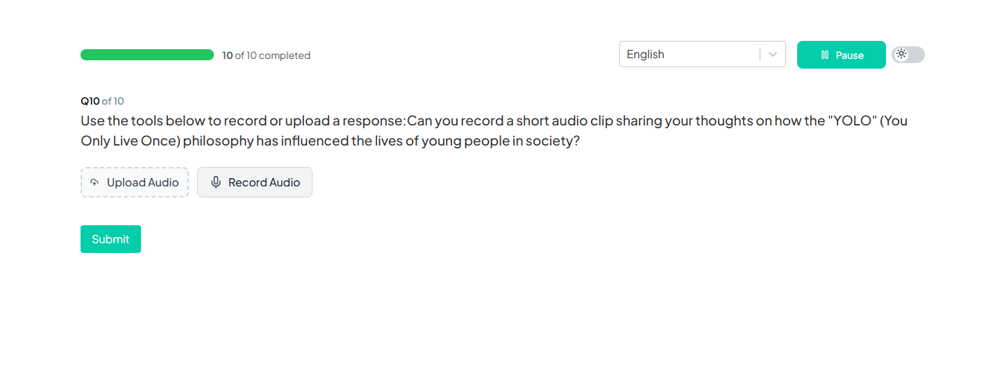 Multimedia Response Question Example Participant Portal