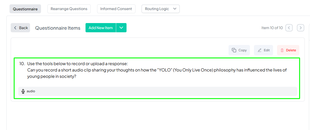 Multimedia Response Question Example Pushed Preview