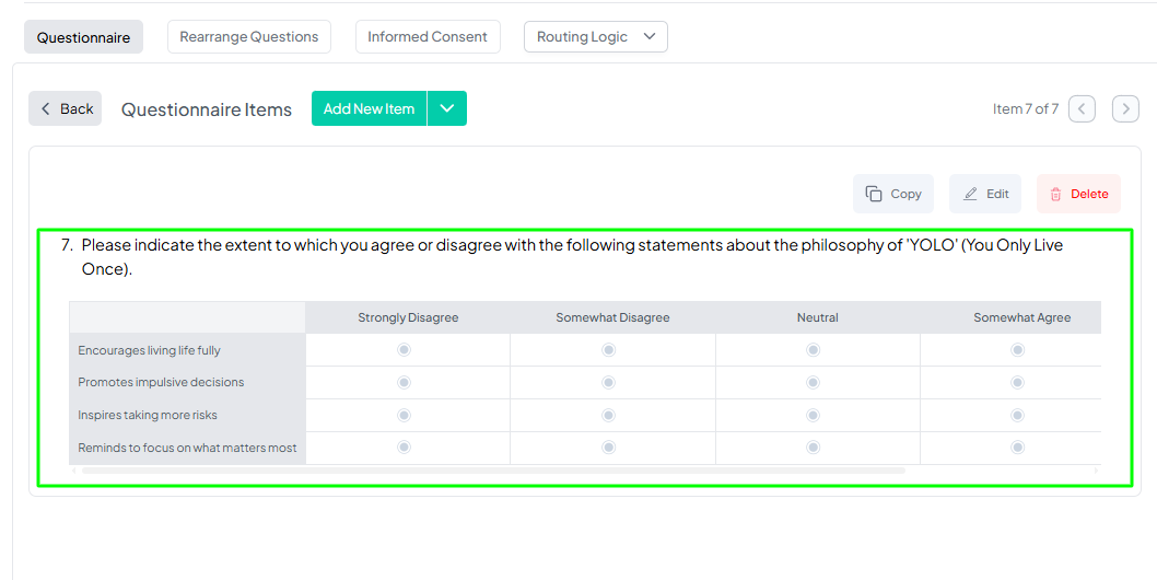 Matrix Question Example Pushed Preview