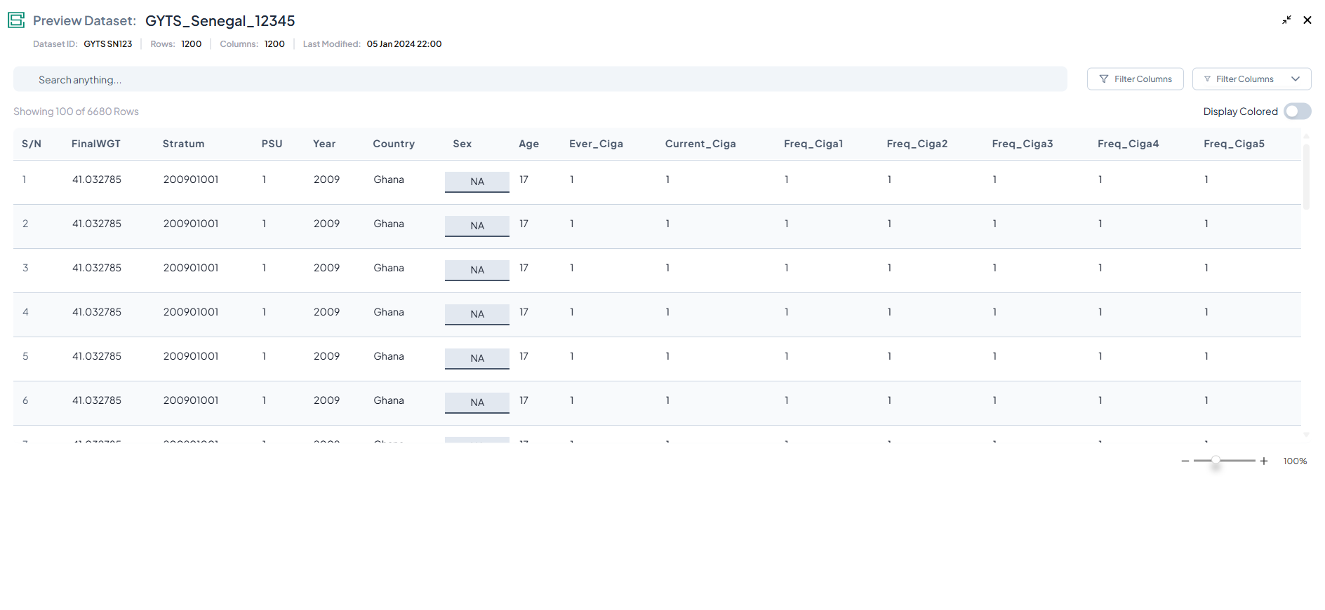 preview datasets