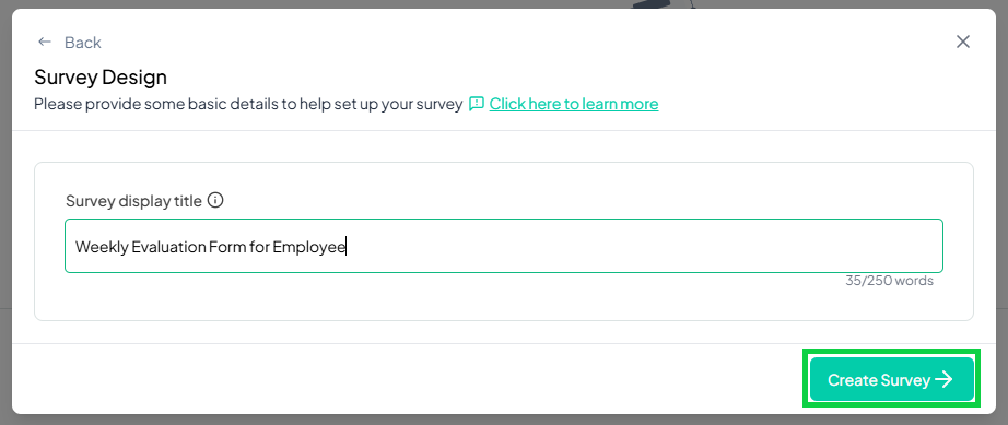 Quick Form Survey Details