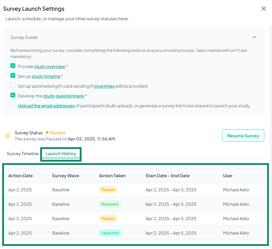 Launch History