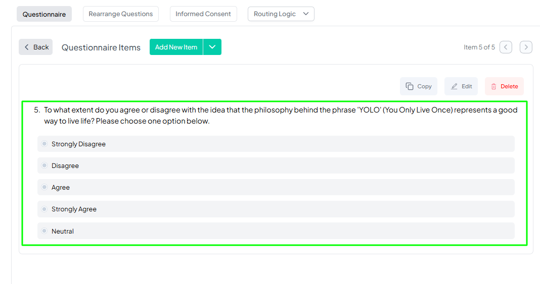Likert Scale Question Example Pushed Preview