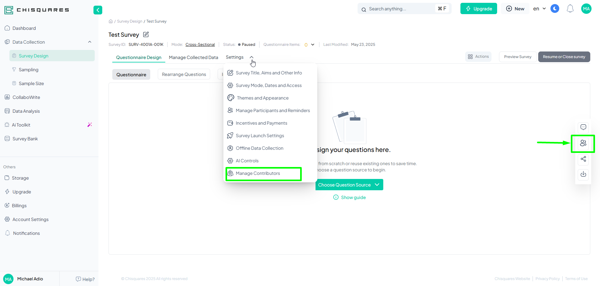 Location of User Icon on the interface