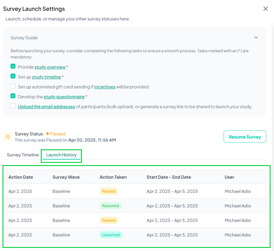 Launch History