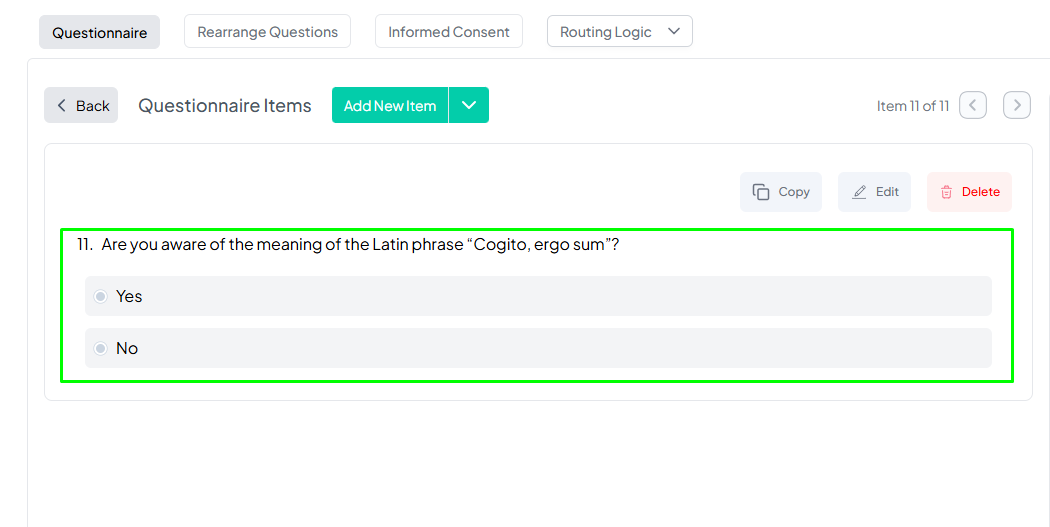 Yes or No Example Pushed Preview